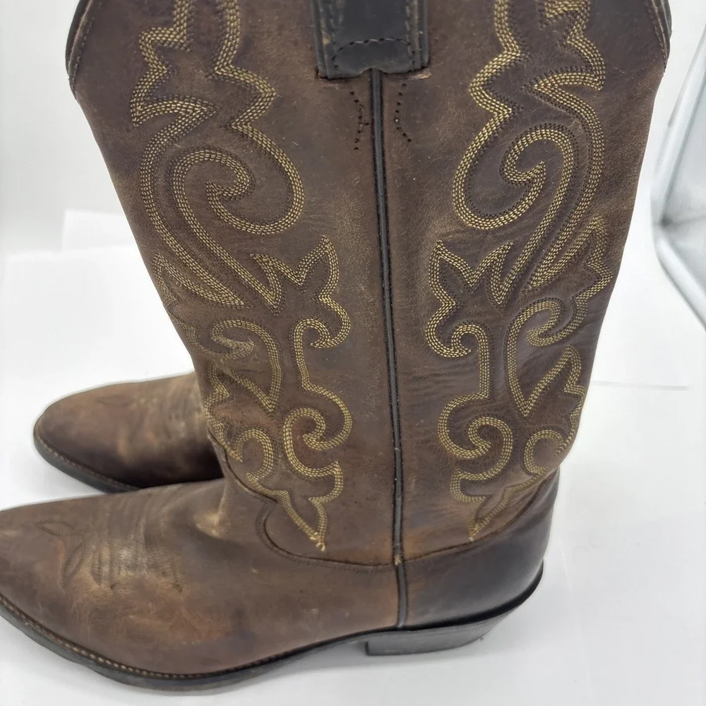 Justin Brown Embroidered Cowboy  Festival Boots Size 5.5 Mexican Men's 6.5/7